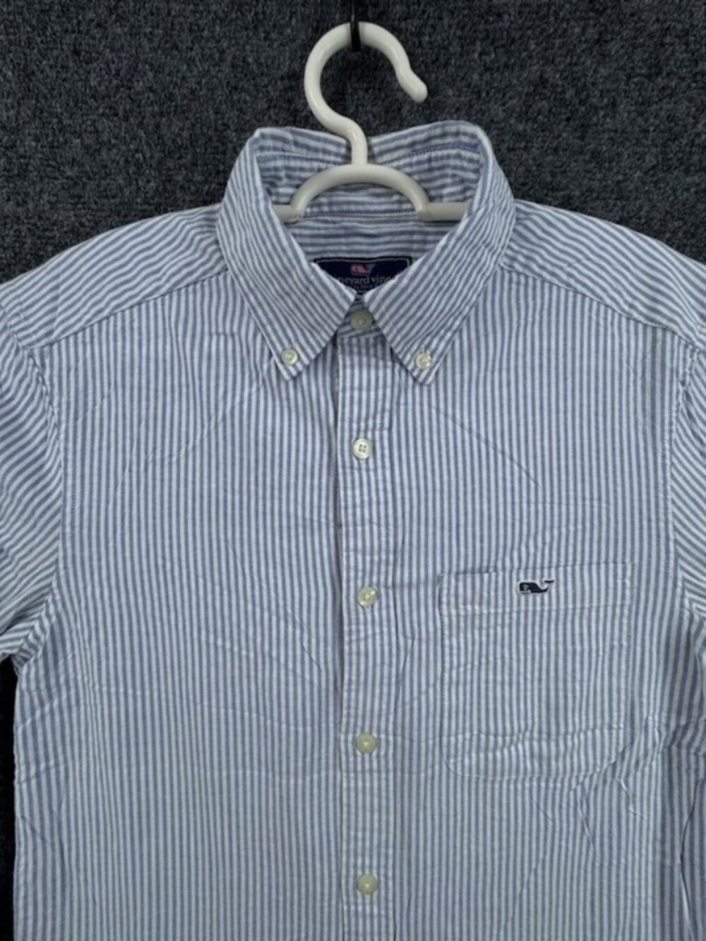 Vineyard Vines Oxford XS Cotton Striped Button-Down Blue Shirt Mens Long Sleeve